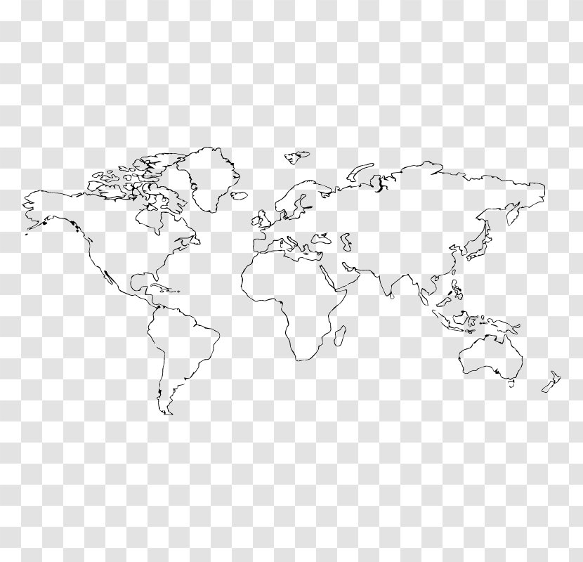 World Map Blank Tattoo - Drawing Transparent PNG