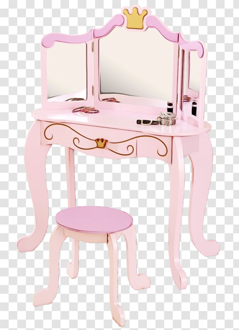 Furniture Pink Table Dresser Desk - Watercolor Transparent PNG