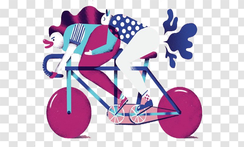 Drawing Art Poster Illustration - Illustrator - Purple Cartoon Riding A Bike Transparent PNG