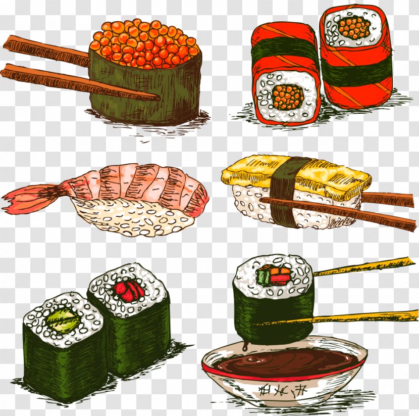 Sushi California Roll Japanese Cuisine Sashimi - Vector Painting Transparent PNG