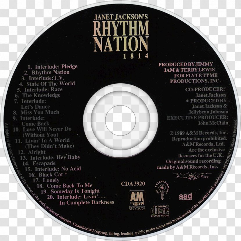 Janet Jackson's Rhythm Nation 1814 Compact Disc Texas A&M University Import - Merchandising - Clubby Transparent PNG