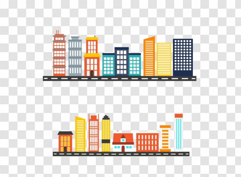 Drawing Cartoon Panorama - Line Art - City Building Transparent PNG