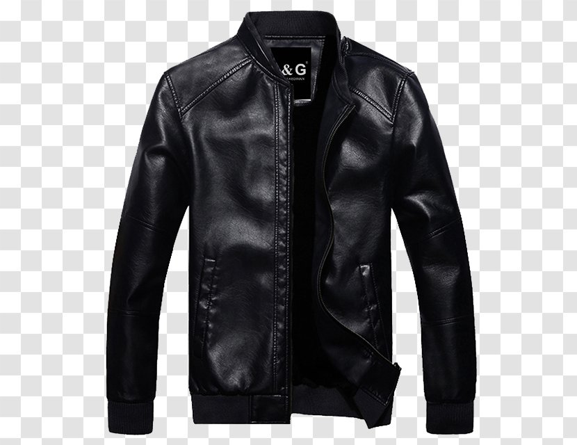 Leather Jacket Coat Slim-fit Pants - Black Transparent PNG