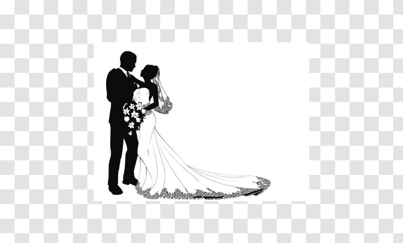 Wedding Bride Silhouette Clip Art - Monochrome Photography - Romantic Men And Women Transparent PNG