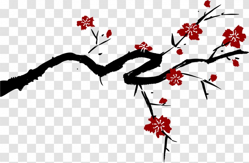 Cherry Blossom Drawing Art - Red - Bamboo Transparent PNG