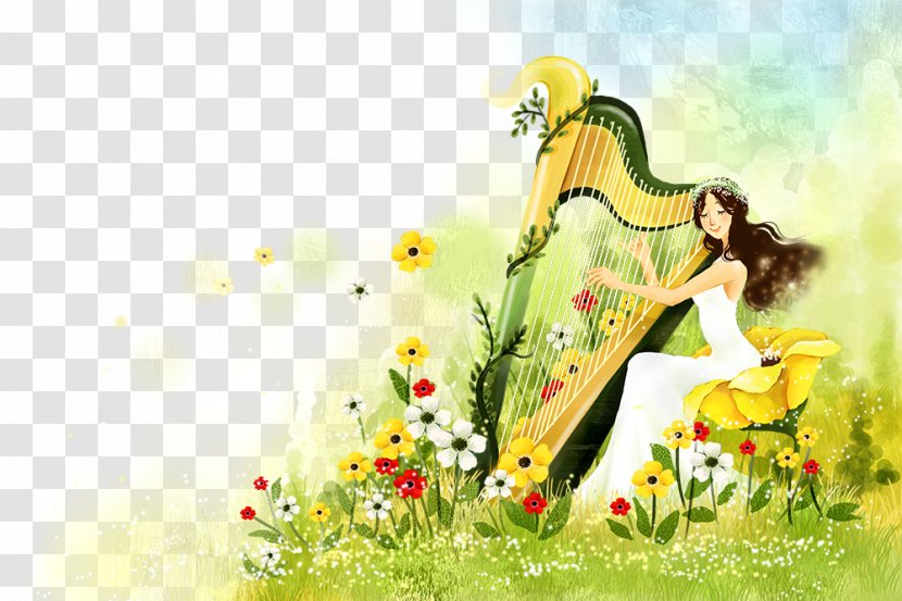 Harp Musical Instrument Illustration - Cartoon - Beauty Transparent PNG