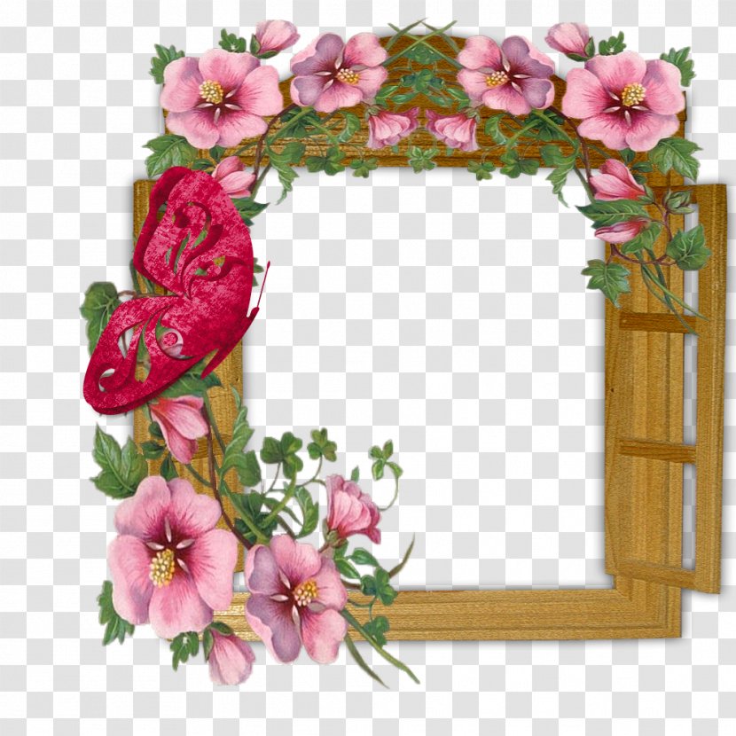 Window Picture Frames Flower Chambranle Clip Art - Arranging - Butterfly Border Transparent PNG