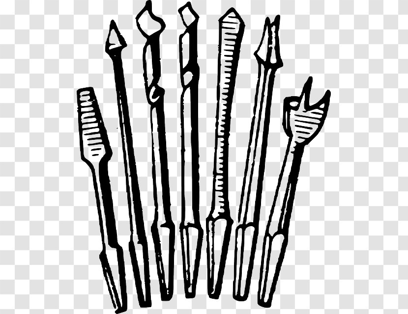 Augers Drill Bit Tool Clip Art - Black And White - Woodworker Transparent PNG