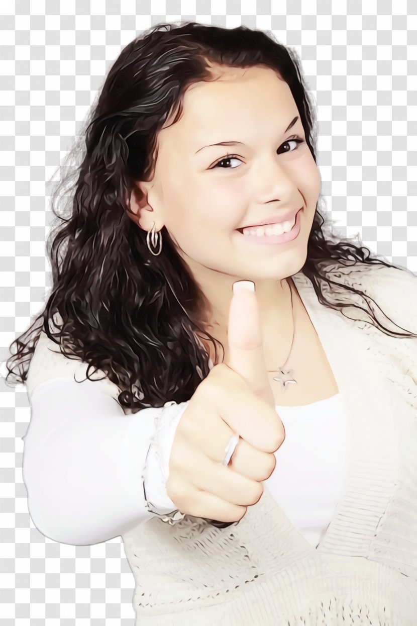 Smiling People - Thumb Signal - Long Hair Neck Transparent PNG