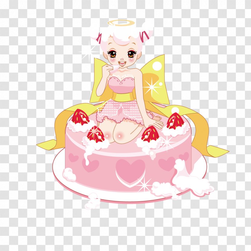 Birthday Cake Strawberry Cream Sugar Torte - Elf Transparent PNG