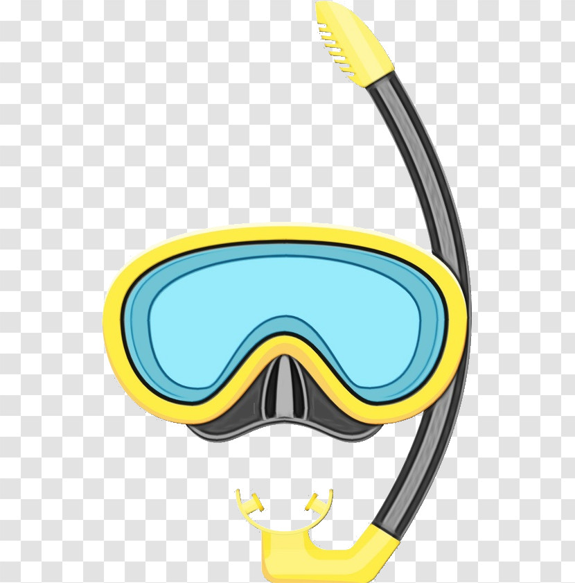 Goggles Diving Mask Yellow Beak Line Transparent PNG