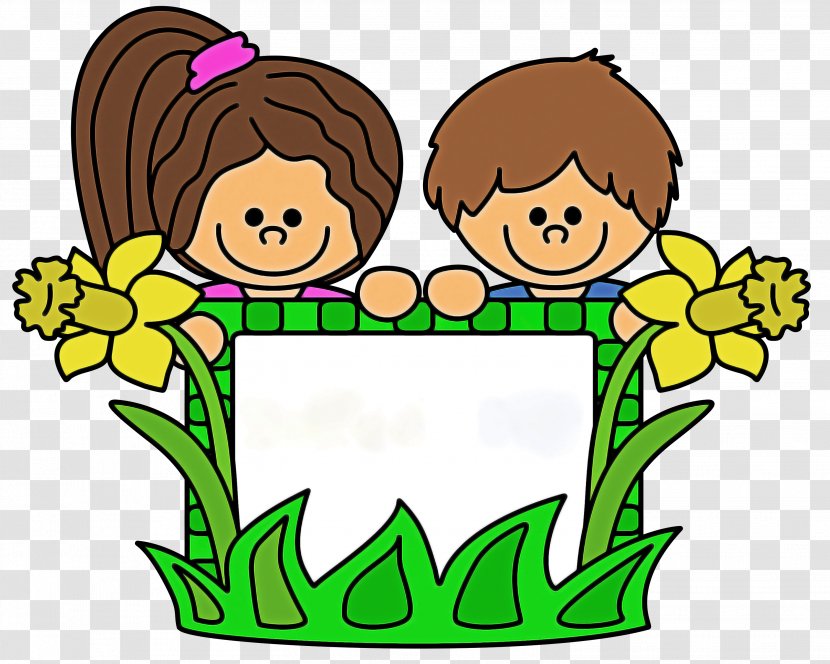 Green Cartoon Grass Sharing Cheek - Smile Interaction Transparent PNG