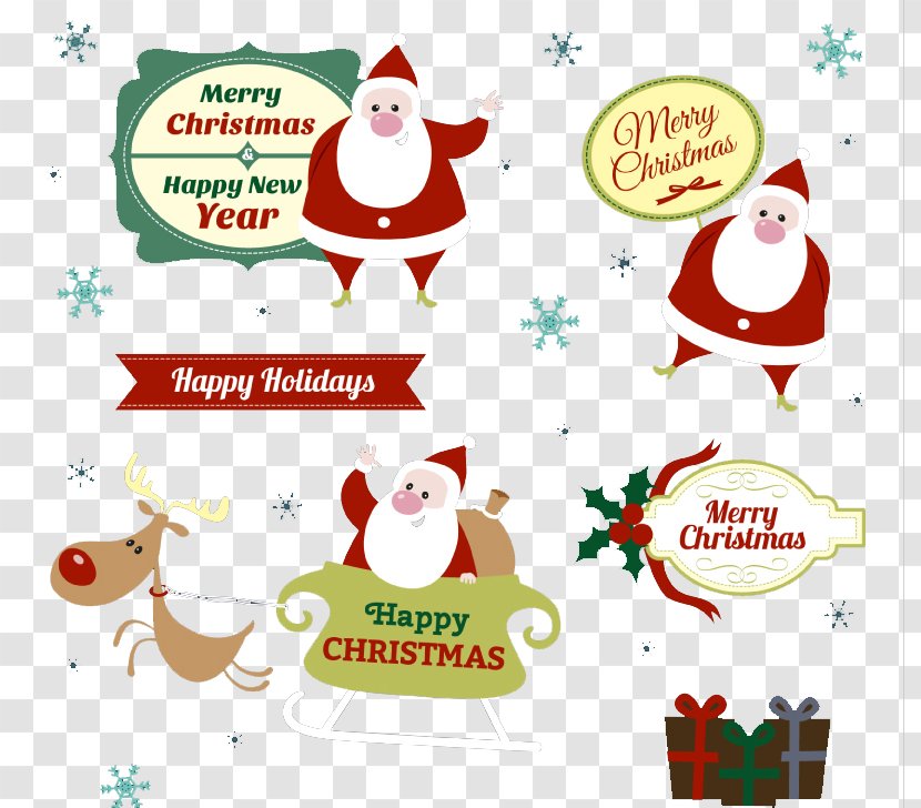 Santa Claus Royal Christmas Message Ornament Presentation - Holiday - 6 Playful Tag Vector Material Transparent PNG