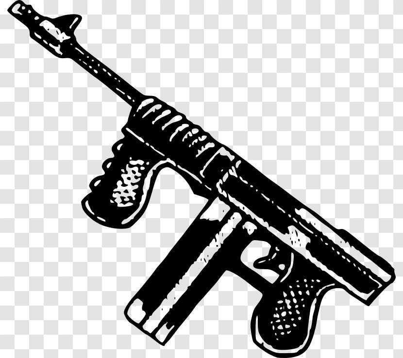 Thompson Submachine Gun Firearm Weapon Clip Art - Watercolor - Guns Transparent PNG