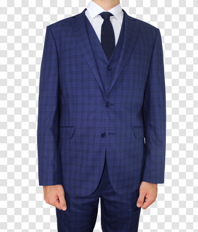 Blazer Suit Tuxedo Double-breasted Jacket - Tartan - Blue Transparent PNG