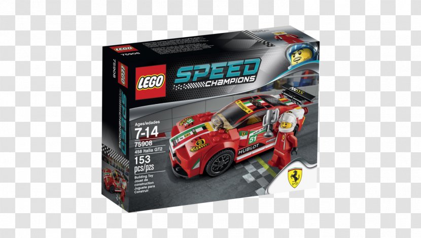 Lego Speed Champions Minifigure Toy Ferrari 458 Italia GT2 - Movable Decoration Transparent PNG