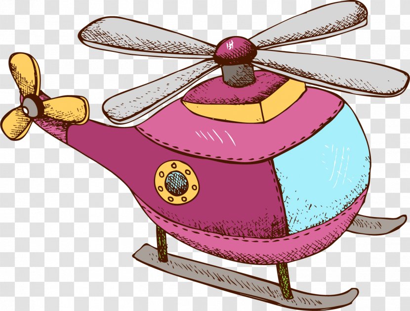 Helicopter Airplane Aircraft Flight - Computer Graphics - Hand Painted Purple Transparent PNG