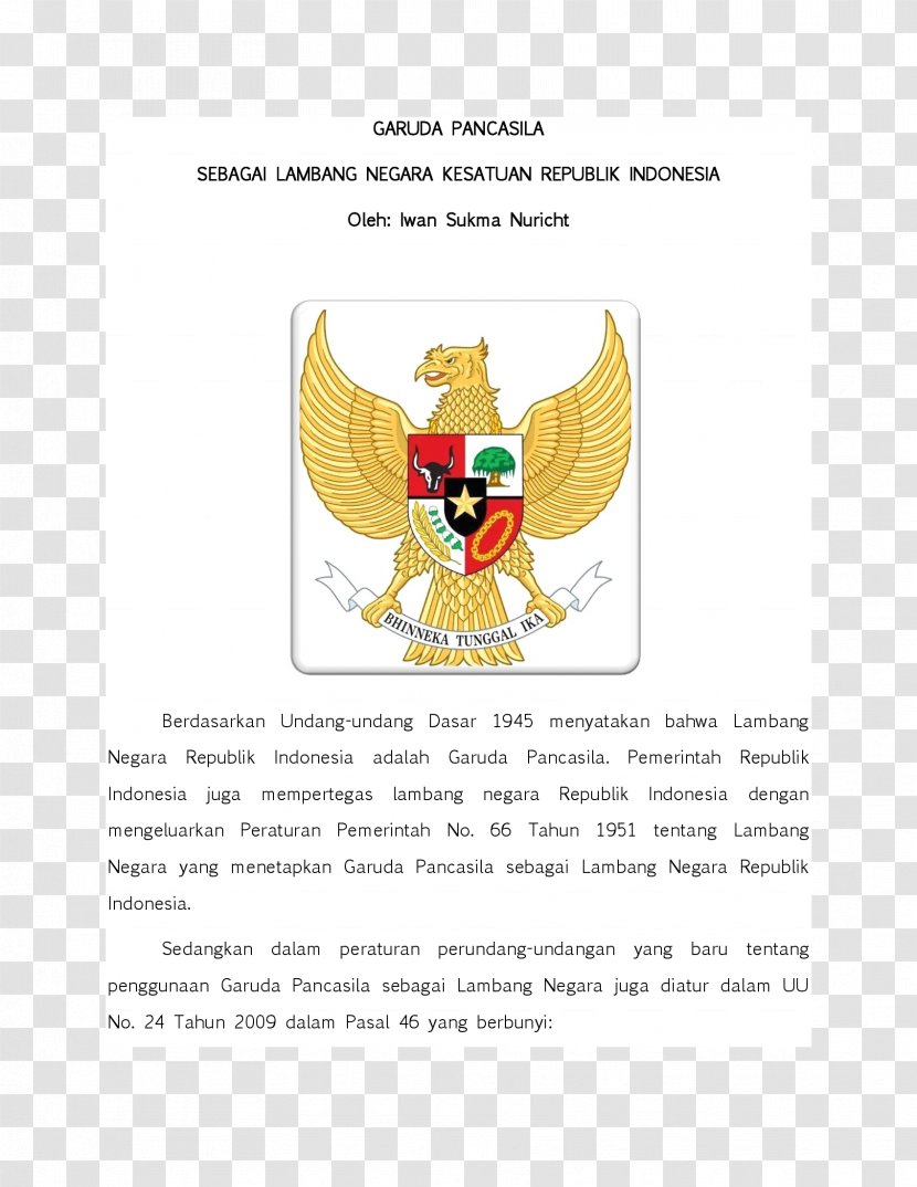 National Emblem Of Indonesia Logo Coat Arms Text - Design Transparent PNG