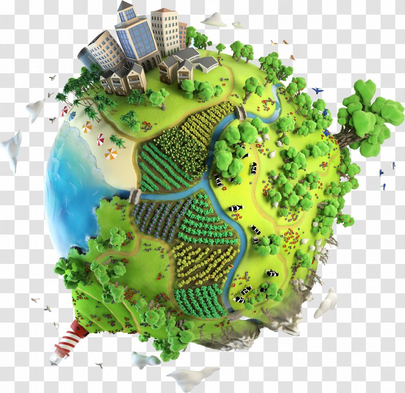 Earth Clip Art - Creative Green Grass Global Village Transparent PNG