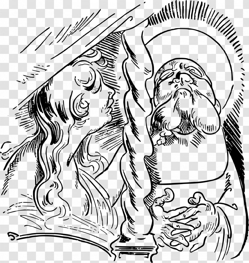 Der Heilige Antonius Von Padua Priest Drawing Clip Art - Cartoon - People Praying Transparent PNG