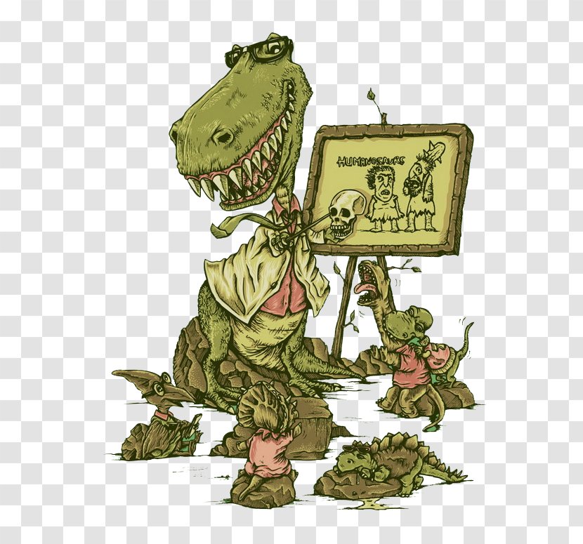 Cartoon Illustration - Green - Military Dinosaur Illustrator Transparent PNG