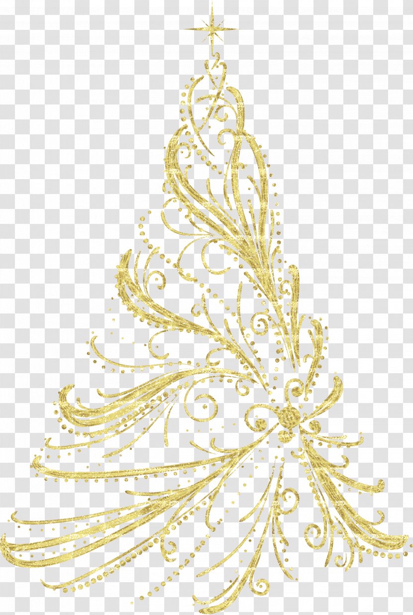 Christmas Tree Ornament Clip Art - Pine Family - Transparent Golden Decorative Clipart Transparent PNG