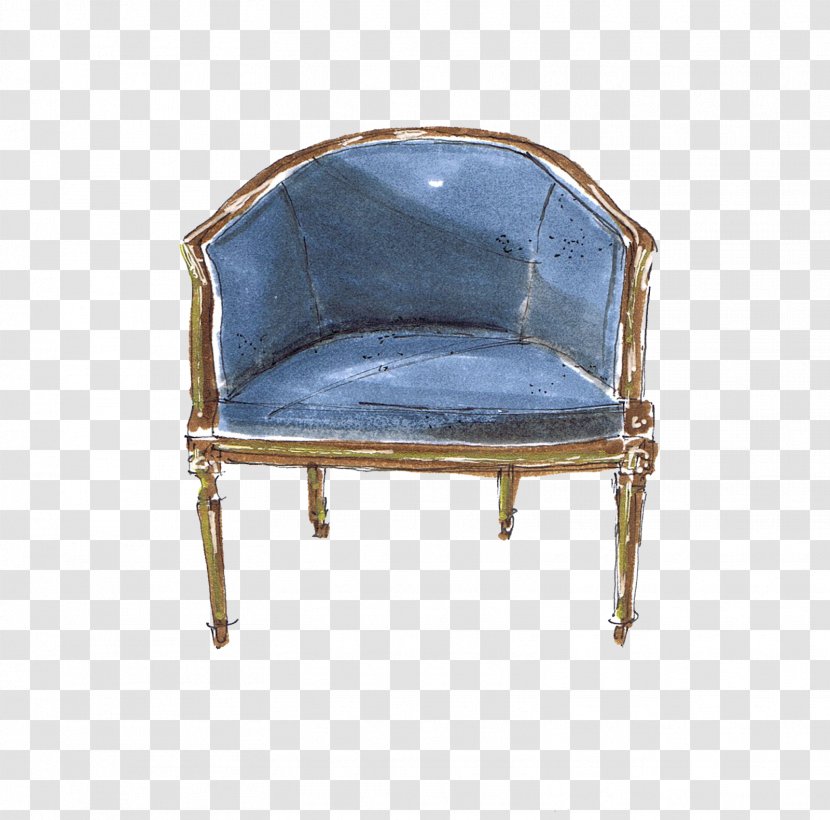 Chair Drawing Interior Design Services Couch Sketch - Blue - European Decorative Hand-painted Light Sofa Transparent PNG