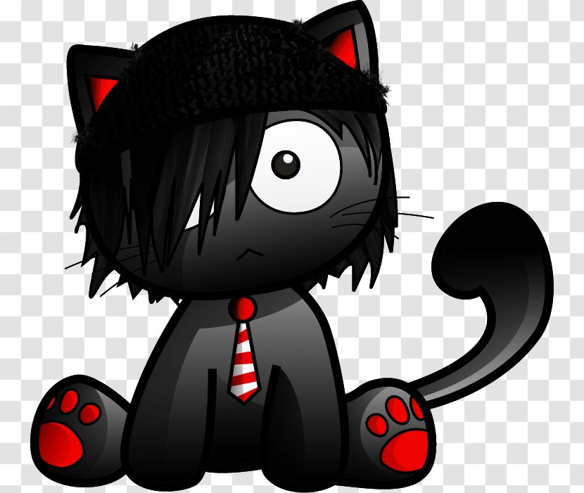 Black Cat Drawing Emo Kitten - Heart Transparent PNG