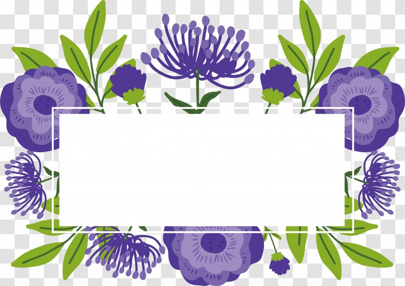 Purple Computer File - Plant - Romantic Flower Title Box Transparent PNG