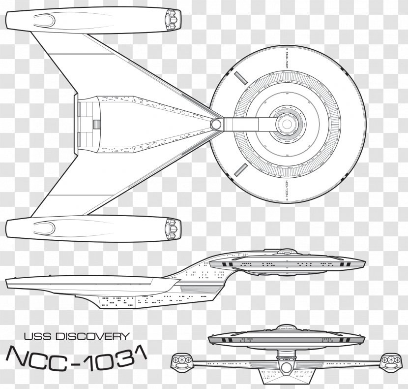 USS Discovery Star Trek Starship Enterprise Sketch - Black And White - Uss Transparent PNG