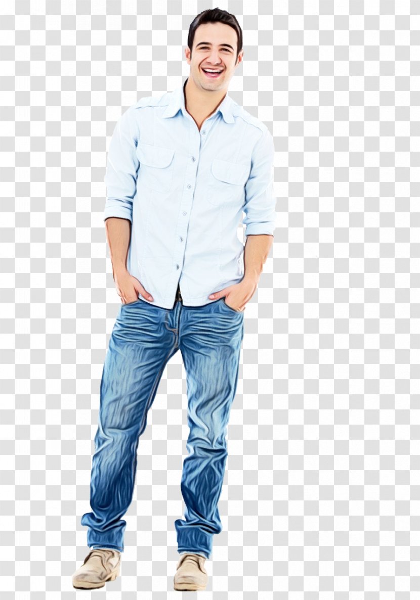 Jeans Background - Pocket - Beige Collar Transparent PNG