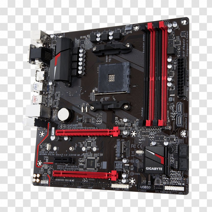 Socket AM4 MicroATX Gigabyte Technology Motherboard GIGABYTE GA-AB350M-Gaming 3 - Io Card - Computer Component Transparent PNG
