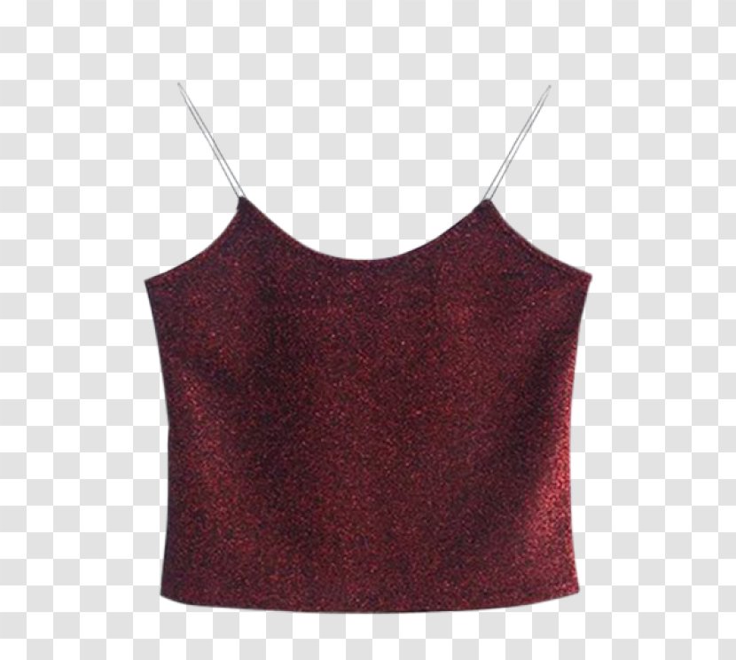 Spaghetti Strap Sleeve Red Wine Top - Glitter Material Transparent PNG