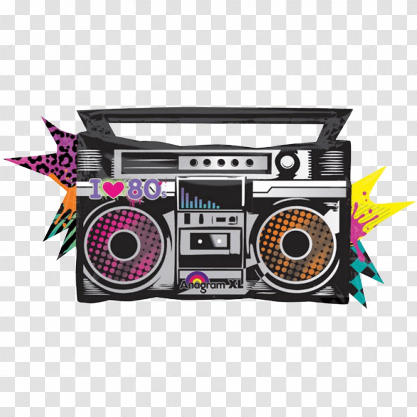 1980s Gas Balloon Birthday Boombox - Media Player Transparent PNG