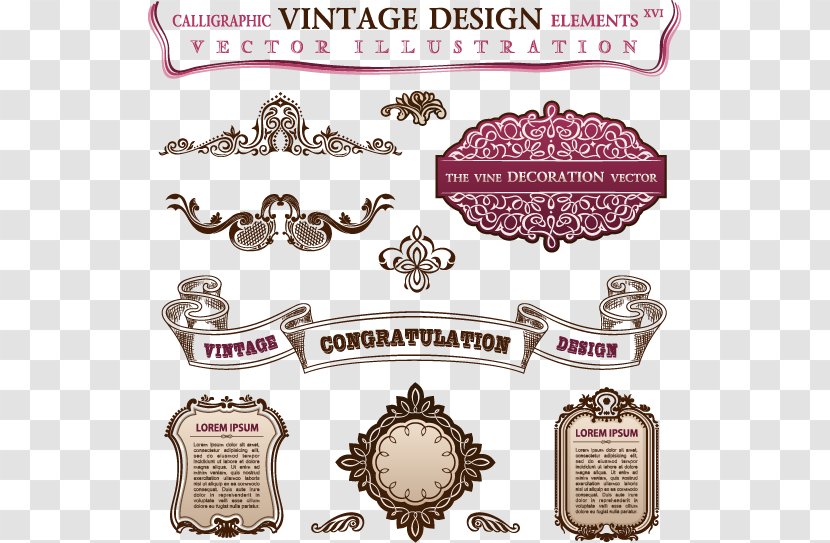 Ornament Calligraphy Illustration - Text - Vector Vintage Lace Title Transparent PNG