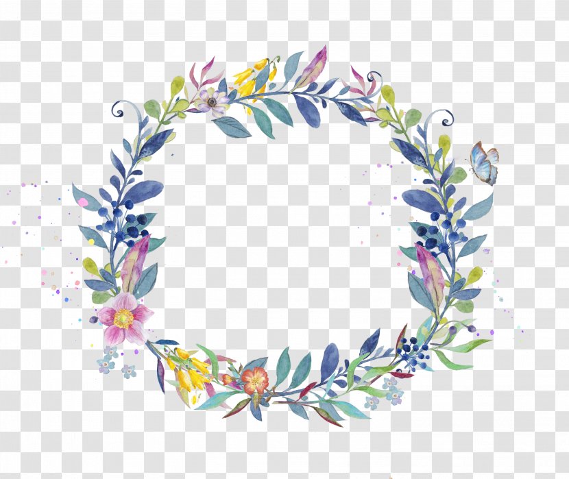 Wreath Watercolor Painting Clip Art - Rectangle - Leaf Garland Transparent PNG