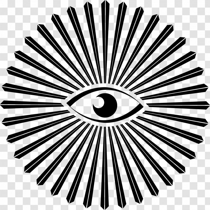 Eye Of Providence Symbol Clip Art - Black And White - Rays Transparent PNG