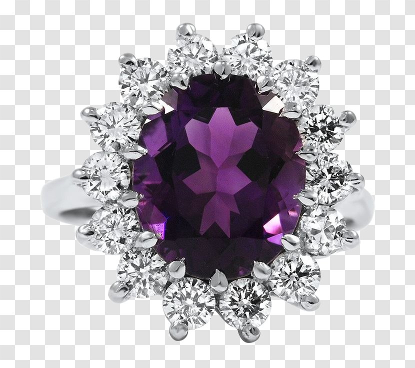 Diamond Engagement Ring Amethyst Pendant - Product Kind Purple Petal-shaped Inlaid Transparent PNG