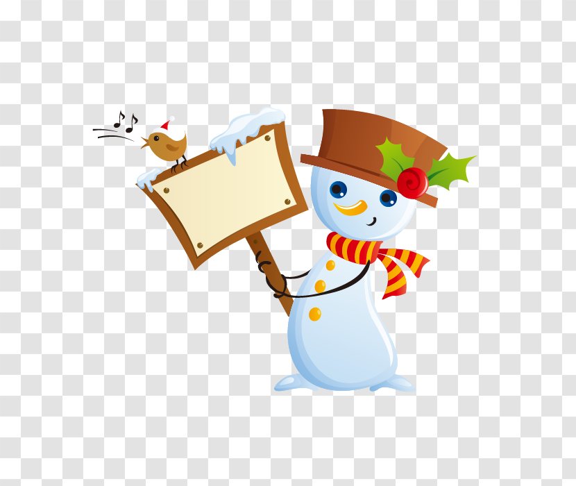 Santa Claus Christmas Snowman - Holiday - Holding A Wooden Sign Transparent PNG