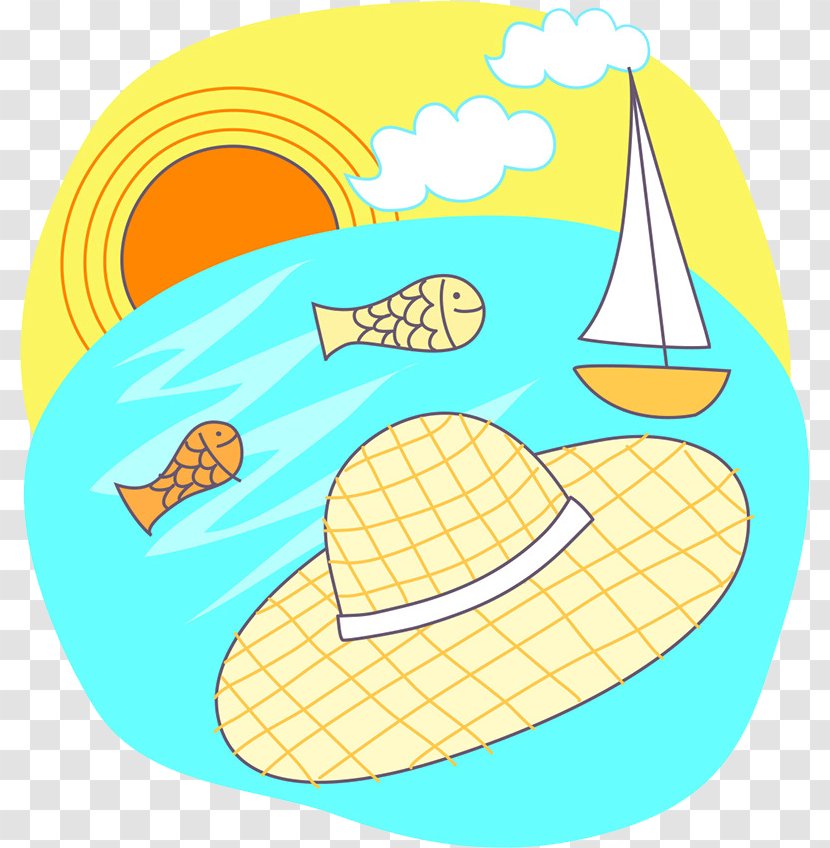 Hand Painted Sun Hat - Point - Yellow Transparent PNG