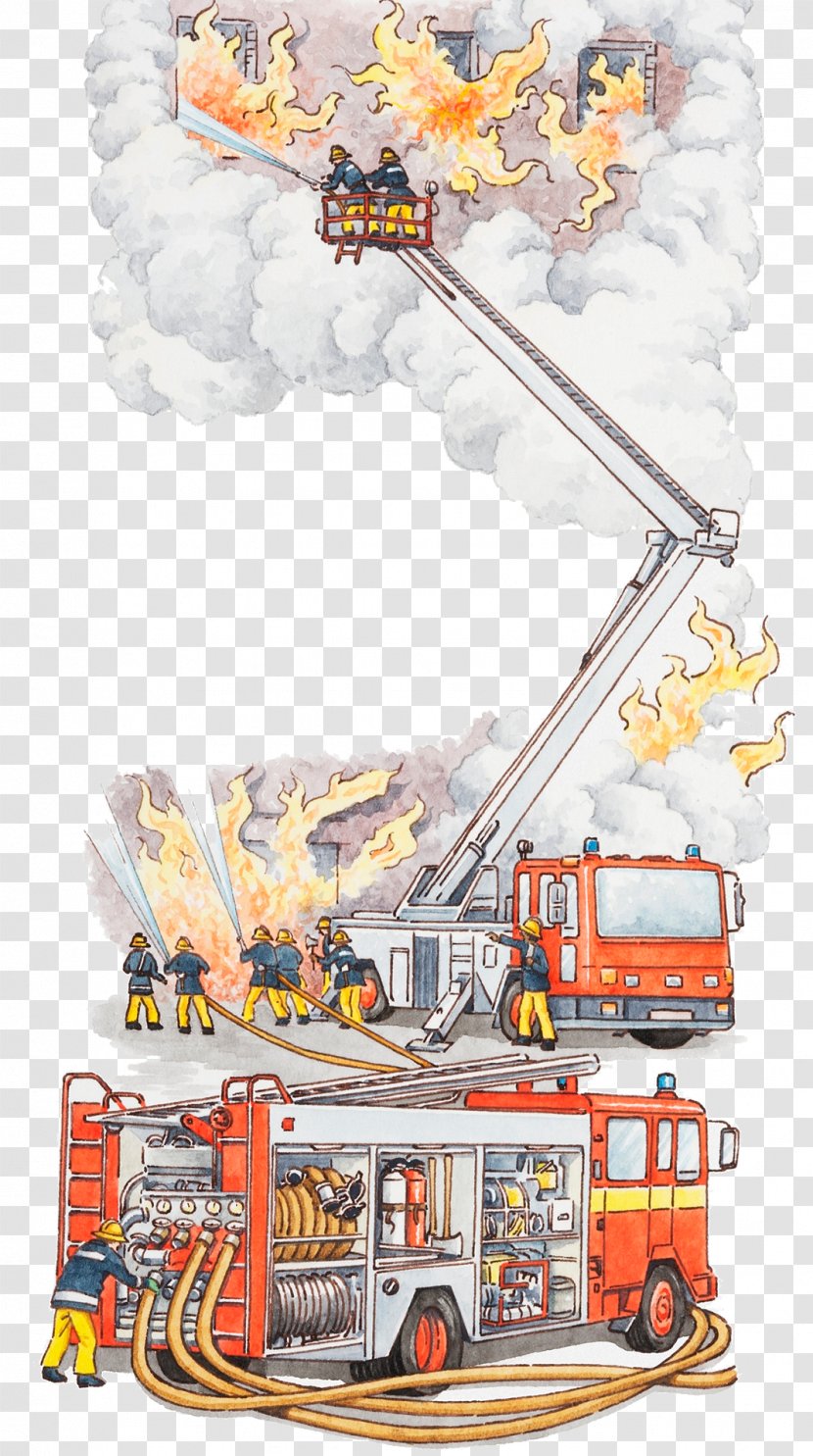 Firefighting Firefighter Illustration - Rescue - Fire Fighting Transparent PNG