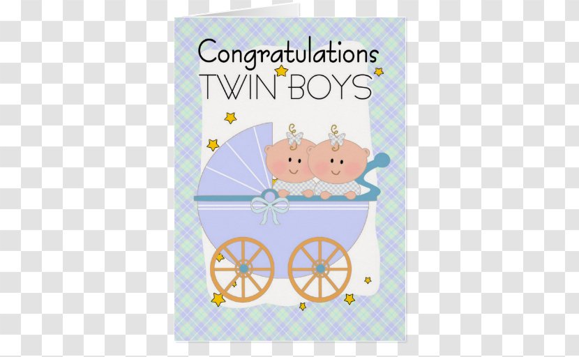 Greeting & Note Cards Twin Infant Boy Birth - Watercolor Transparent PNG