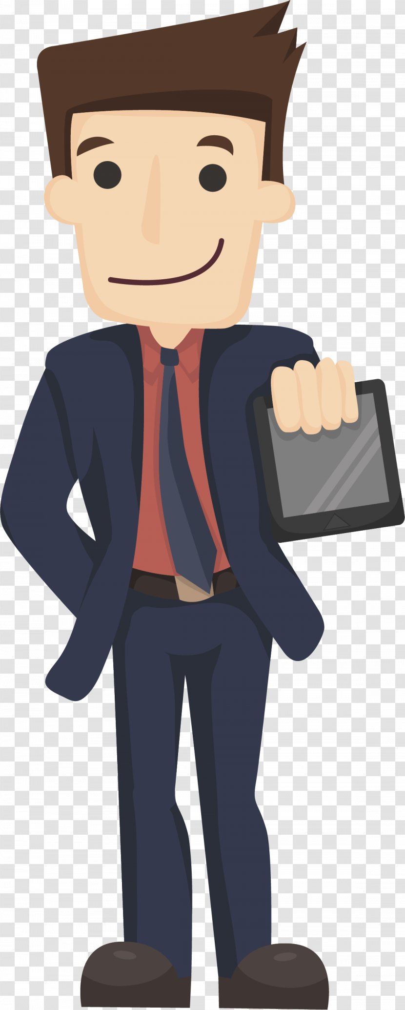 Businessperson Cartoon Illustration - Human Behavior - Someone Who Is Using A Cell Phone Transparent PNG