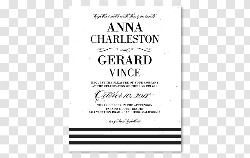 Wedding Invitation Paper White Tie Black - Convite - Card Transparent PNG