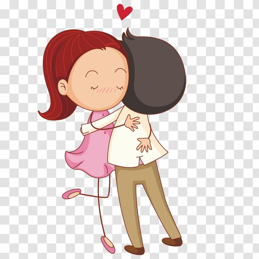 Hug Cartoon Drawing Illustration - Watercolor - Embrace The Couple Transparent PNG