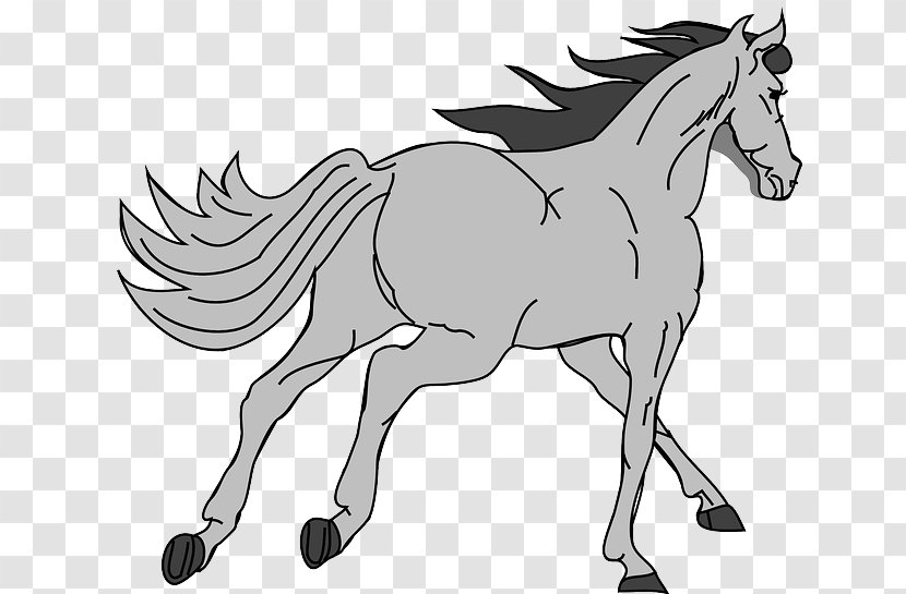 Arabian Horse American Paint Mustang Pony Clip Art - Monochrome - Curve Sloepe Transparent PNG