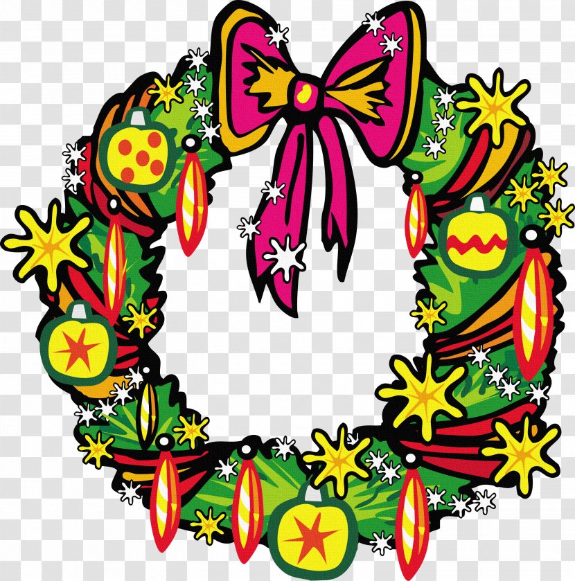 Christmas Ornament New Year Clip Art - Wreath - Cartoon Decoration Transparent PNG