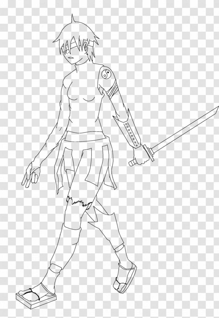 Line Art Drawing Ninja Kunoichi Sketch - Character - Female Transparent PNG