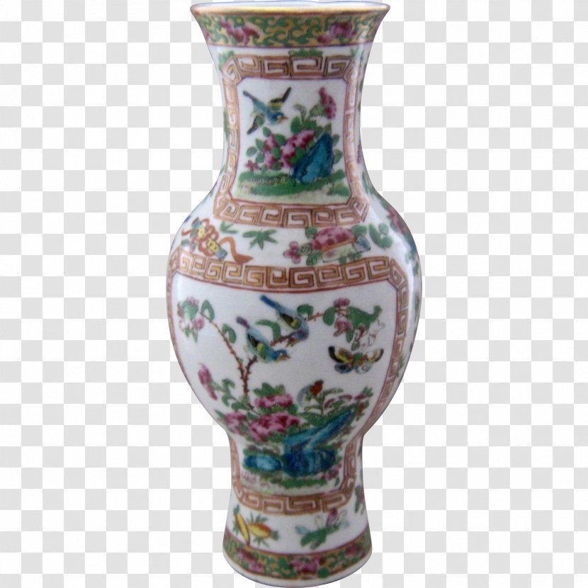 Vase Chinese Ceramics Export Porcelain - Blue And White Pottery - Hand-painted Floral Decoration Transparent PNG