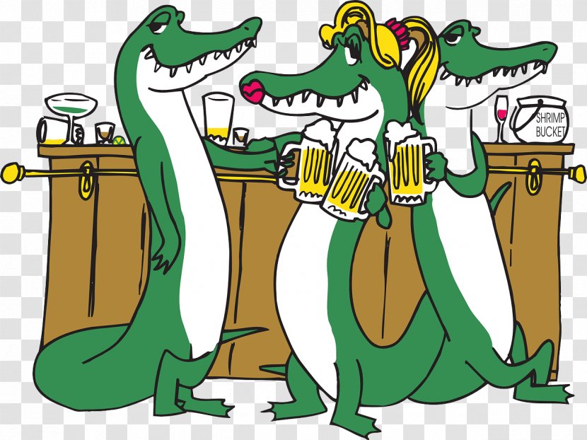 Beer Alligator Drink Crocodile Clip Art - Organism - Cartoon Transparent PNG